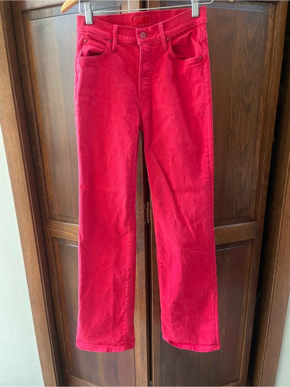 MOTHER Bright Red Flare Jeans